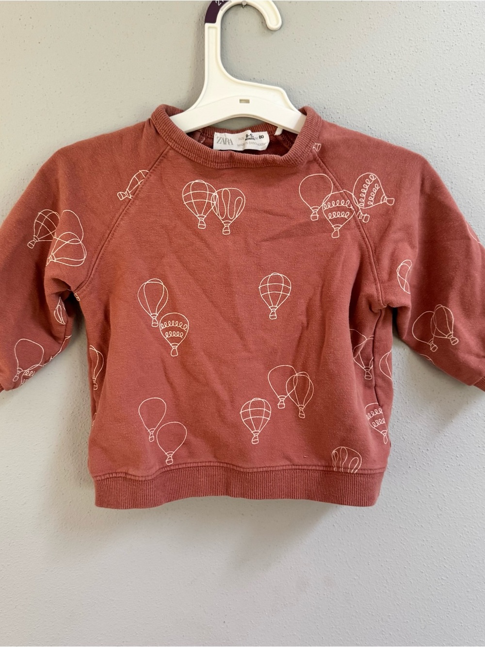 Zara Baby Hot‎ Air Balloon Print Sweatshirt Terracotta Pink 9-12 Months 80cm